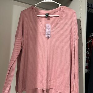 Wild fable Pink Ribbed Long Sleeve Top